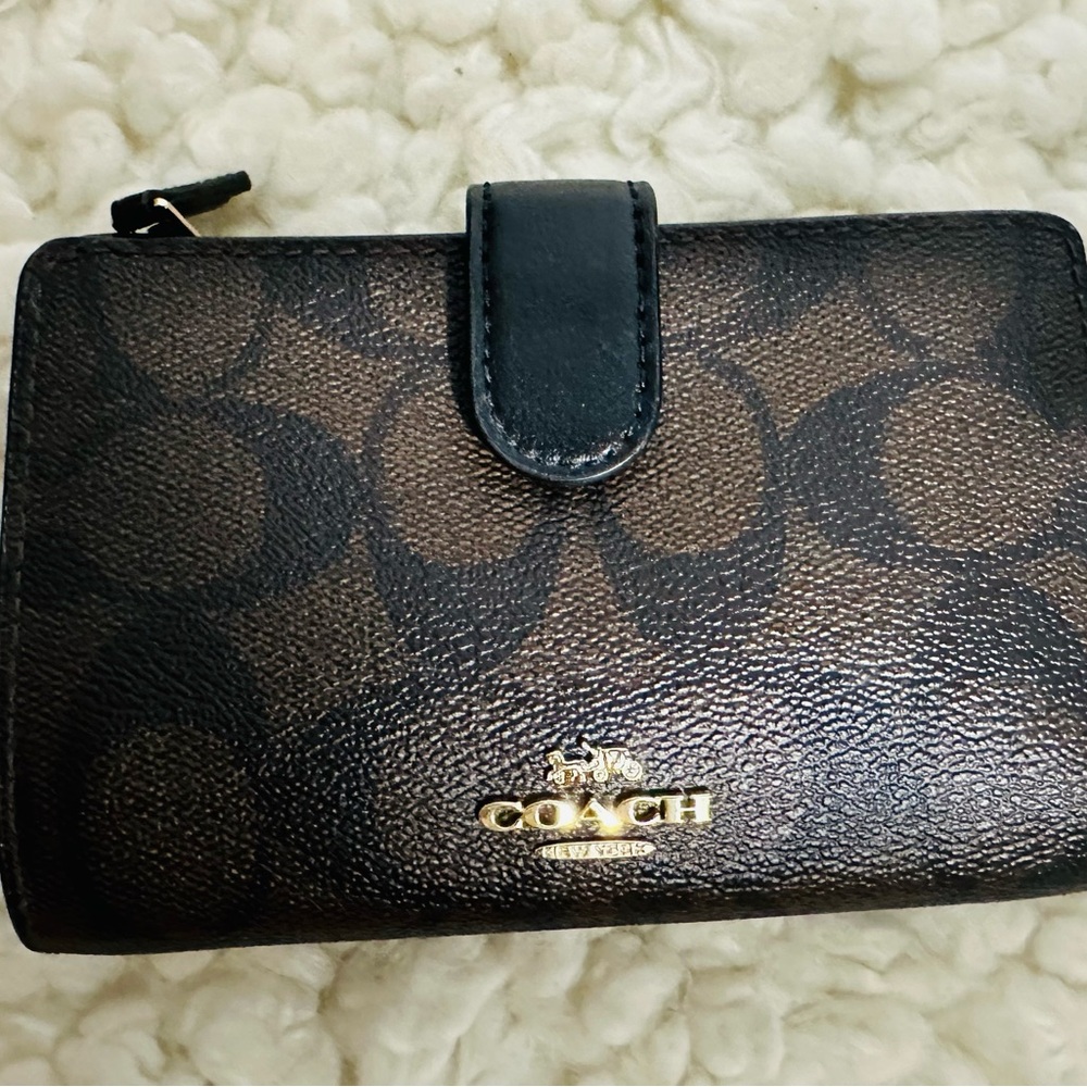 Coach Black Wallet with Gold Zipper